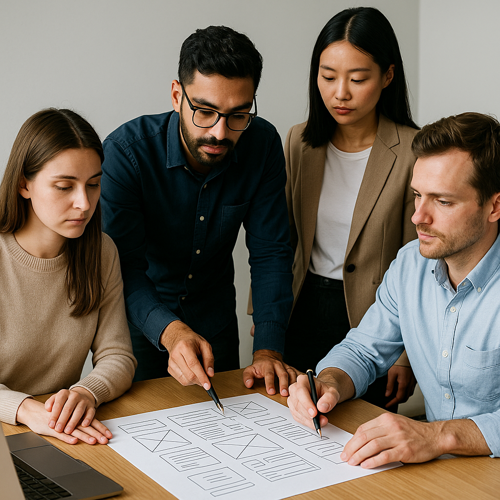 XCube Solutions team collaborating on a web development project